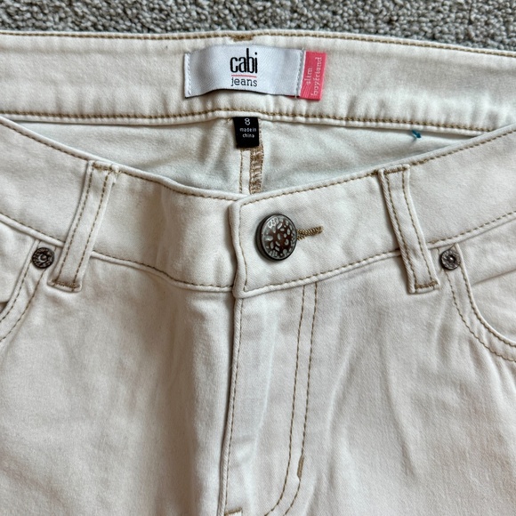 cabi Slim Boyfriend Jeans, #5089, winter white, 8, EUC, slightly distressed - Picture 2 of 7